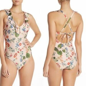 Free Press Dani Floral Fruit Print One-Piece Swimsuit Size S